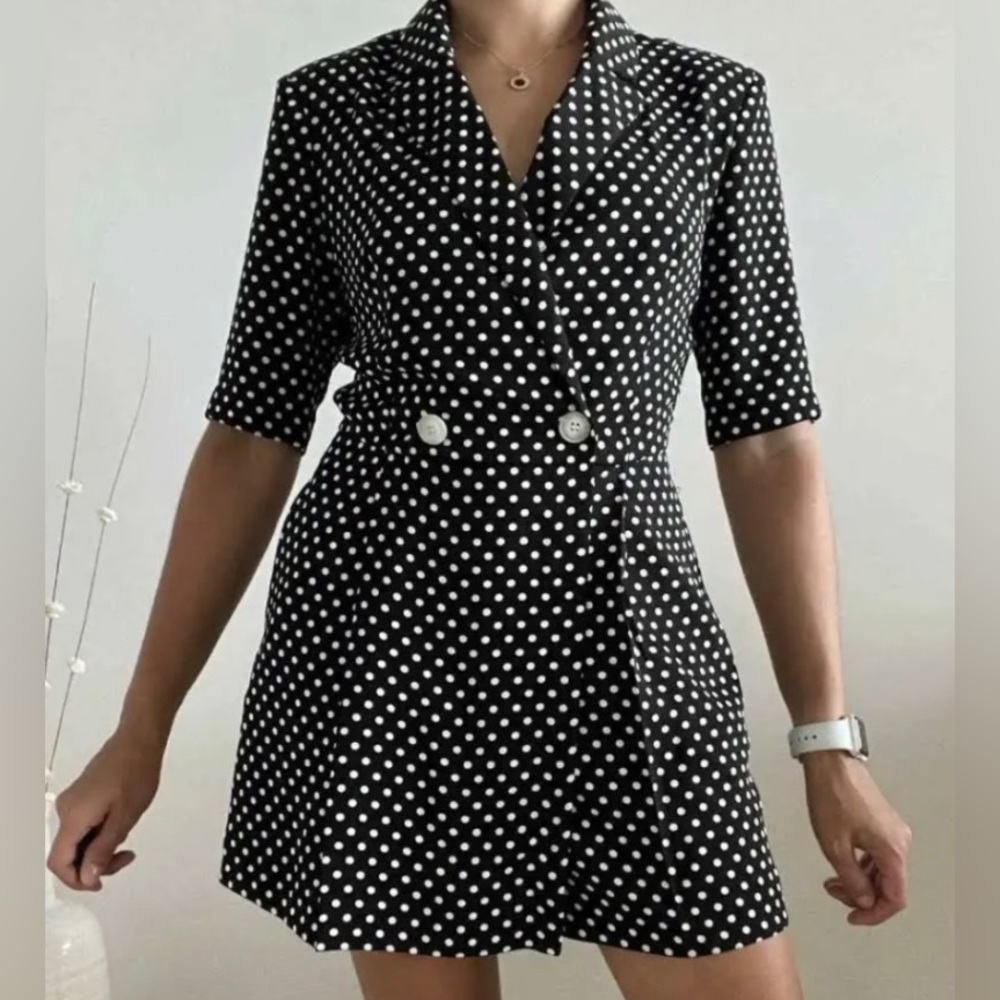 TOPSHOP Polka Dot Romper with Pockets